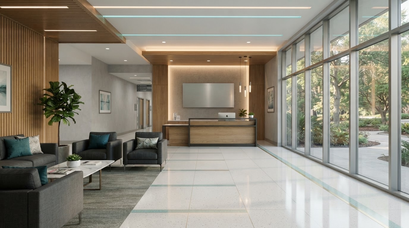 Modern lobby of the Rockledge Hyperbaric & Wound Care Center