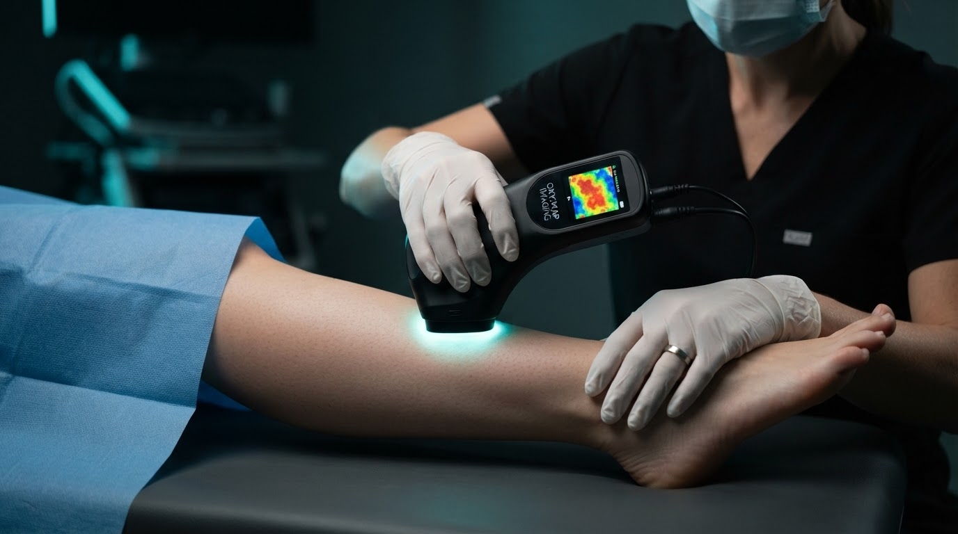 Advanced NIR tissue oxygenation imaging device in use